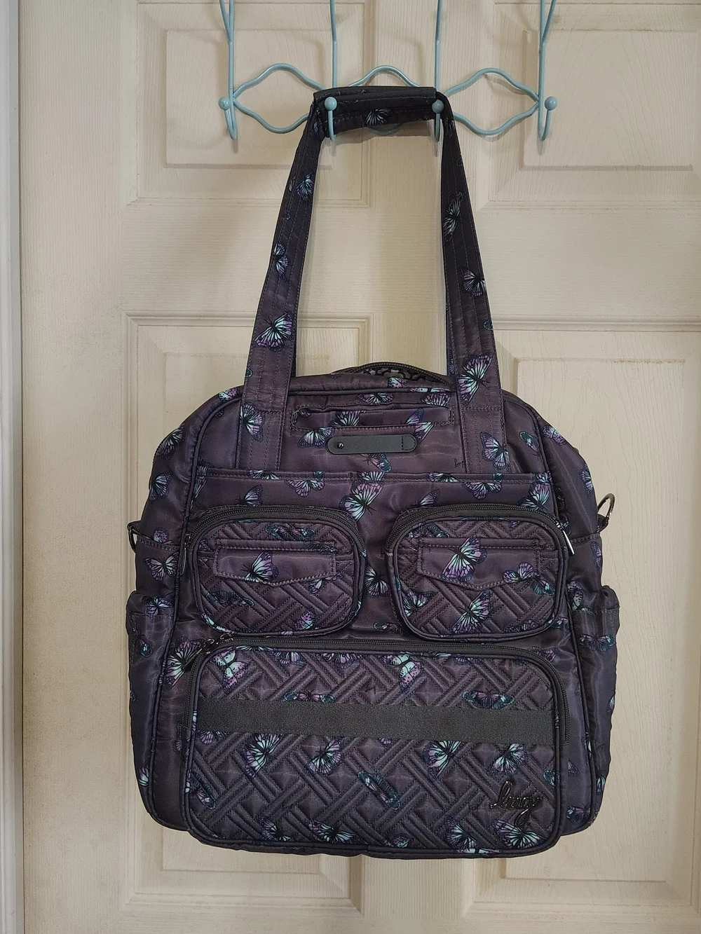 Lug Purple Multicolor Butterfly Comfortable Tote Bag Puddle Jumper LE